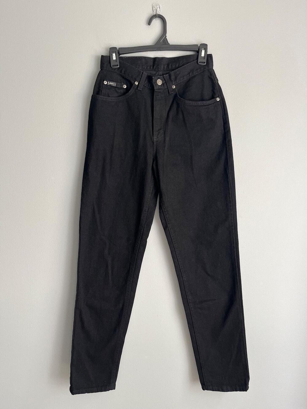Vintage Lee Womens 6M Black High Rise Tapered Mom Jeans USA 100% Cotton 90s